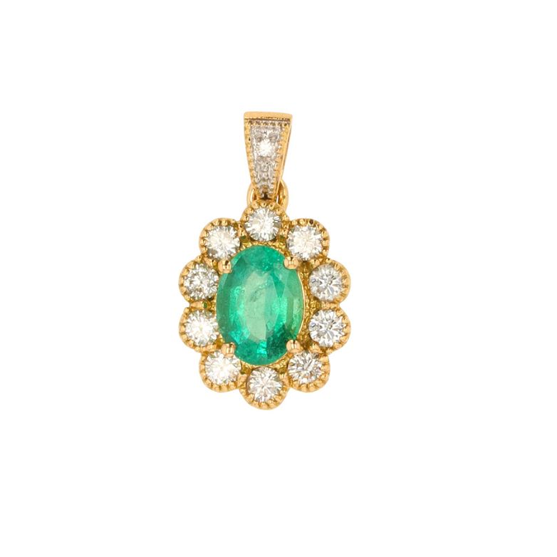 Acheter Pendentif émeraude 1.05 carat et diamants 0.51 carat or jaune 3g Comme neuf - 1600,00 € Pendentif émeraude 1.05 carat et diamants 0.51 carat or jaune 3g Comme neuf - reconditionné disponible sur Gemme Les Bijoux